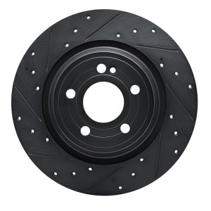 Mercedes-Benz EQB Brake Rotor (1) - Rear Left - R1 Concepts - Drilled & Slotted - Black - `20-`25